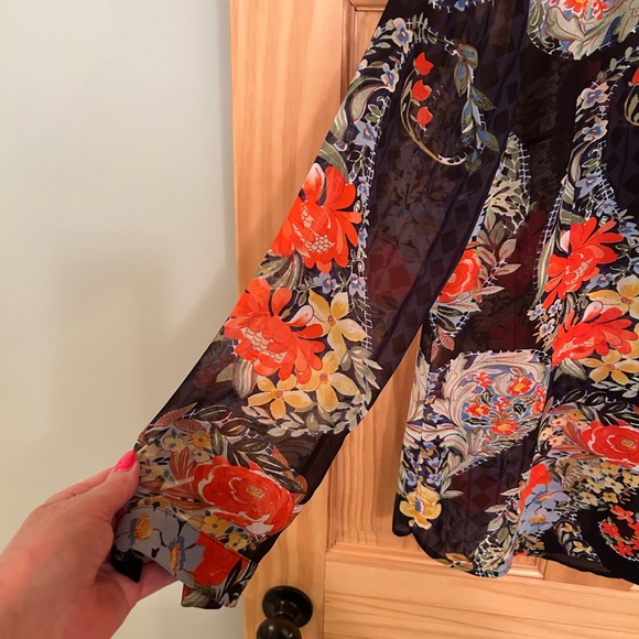 CAbi Black Blouse with Orange & Yellow Floral Print - Picture 4 of 6
